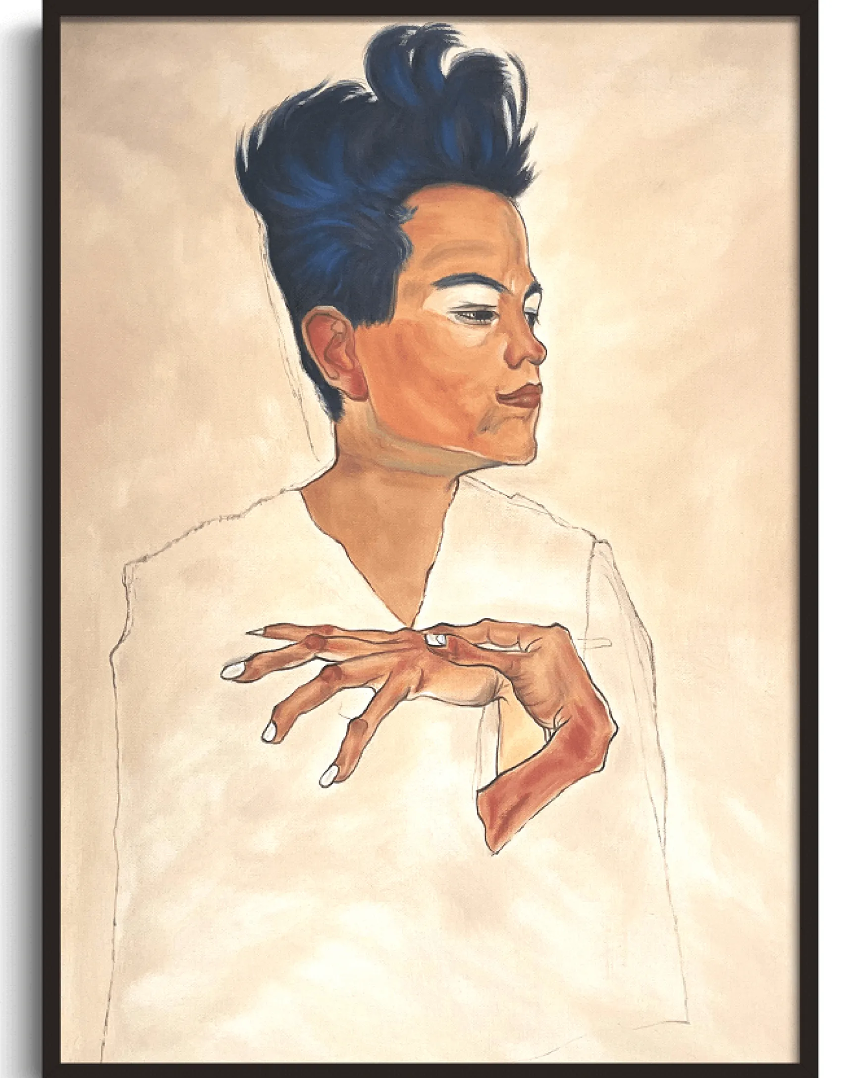 Galerie Mont Schiele<Autoportrait aux mains jointes sur la poitrine - Egon Schiele