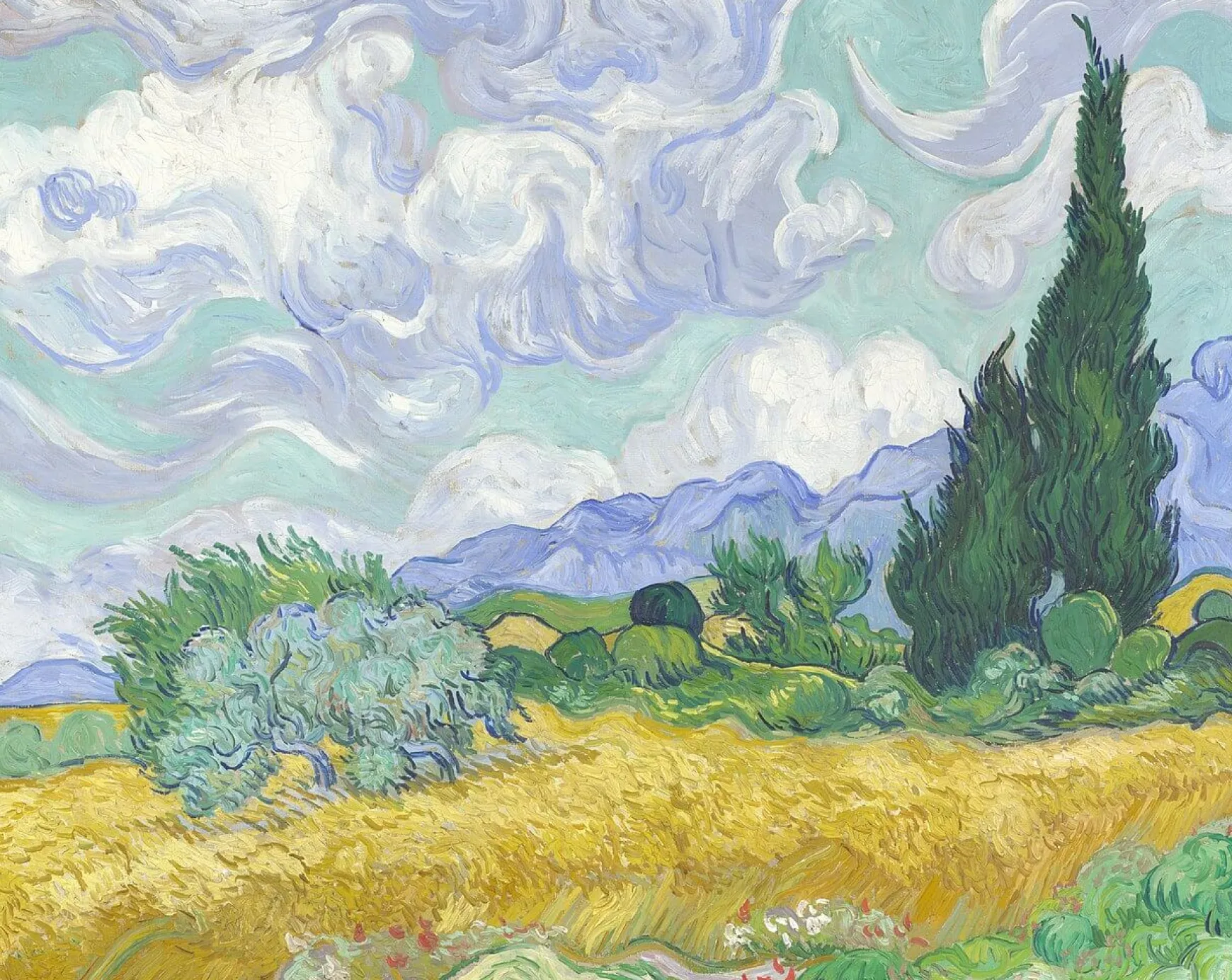 Galerie Mont Van Gogh<Champ de blé avec cyprès - Vincent Van Gogh