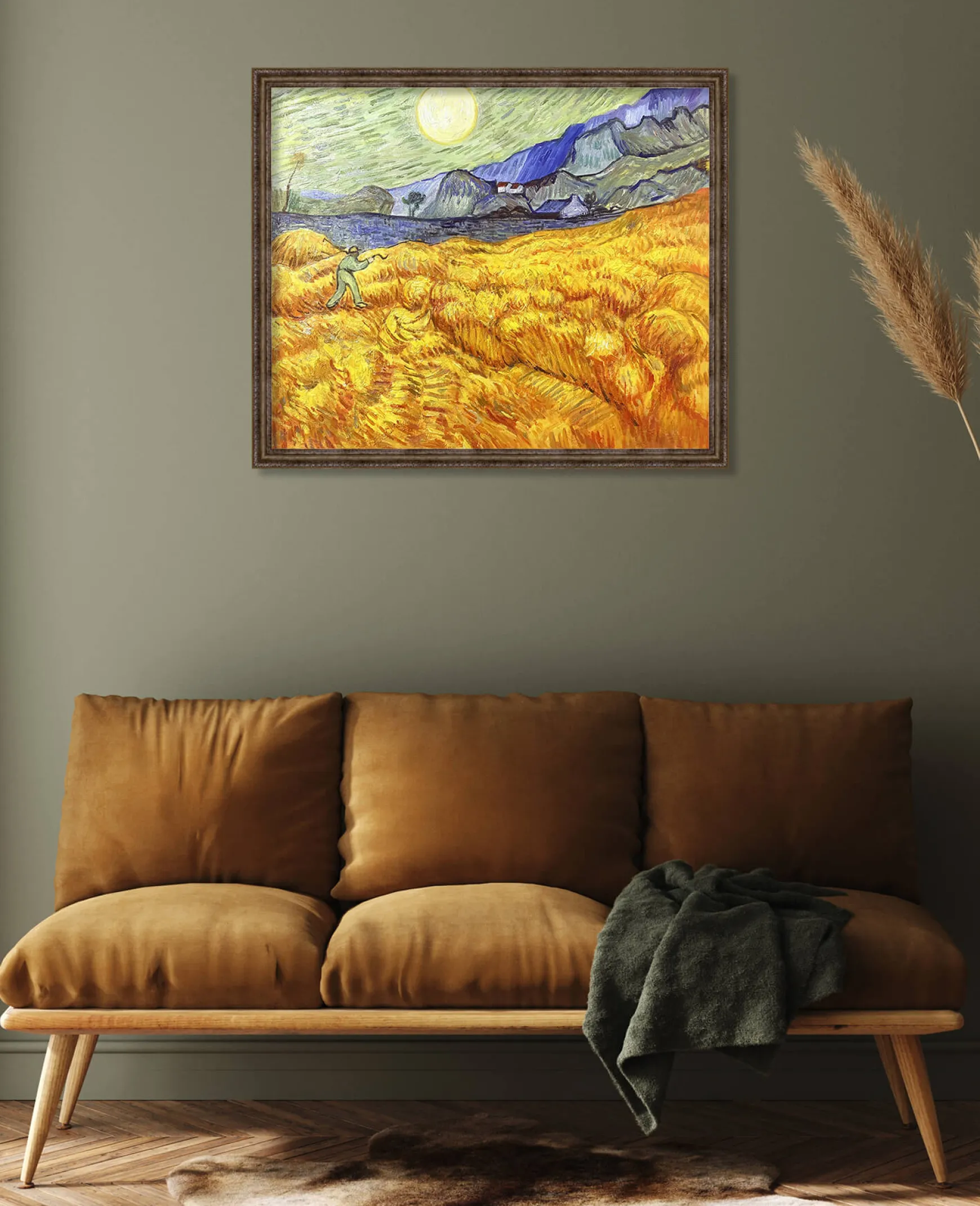 Galerie Mont Van Gogh<Champ de blé derrière l'hospice Saint-Paul avec un faucheur - Vincent Van Gogh