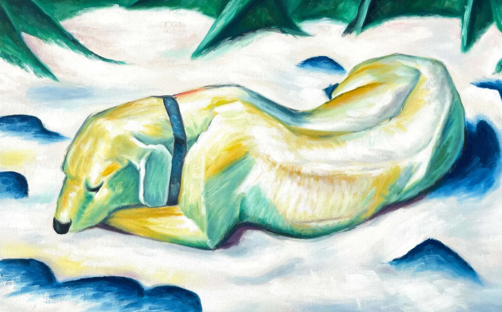 Galerie Mont Franz Marc<Chien couché dans la neige - Franz Marc