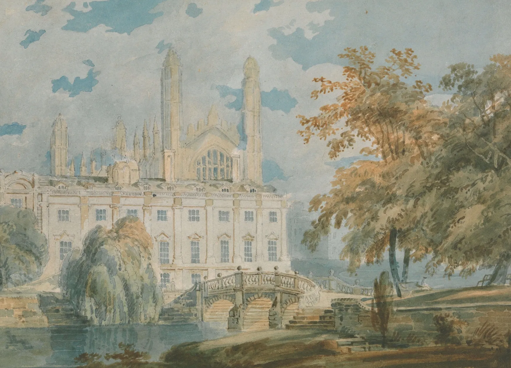 Galerie Mont Turner<Clare Hall et King's College Chapel, Cambridge, depuis les rives de la rivière Cam - William Turner