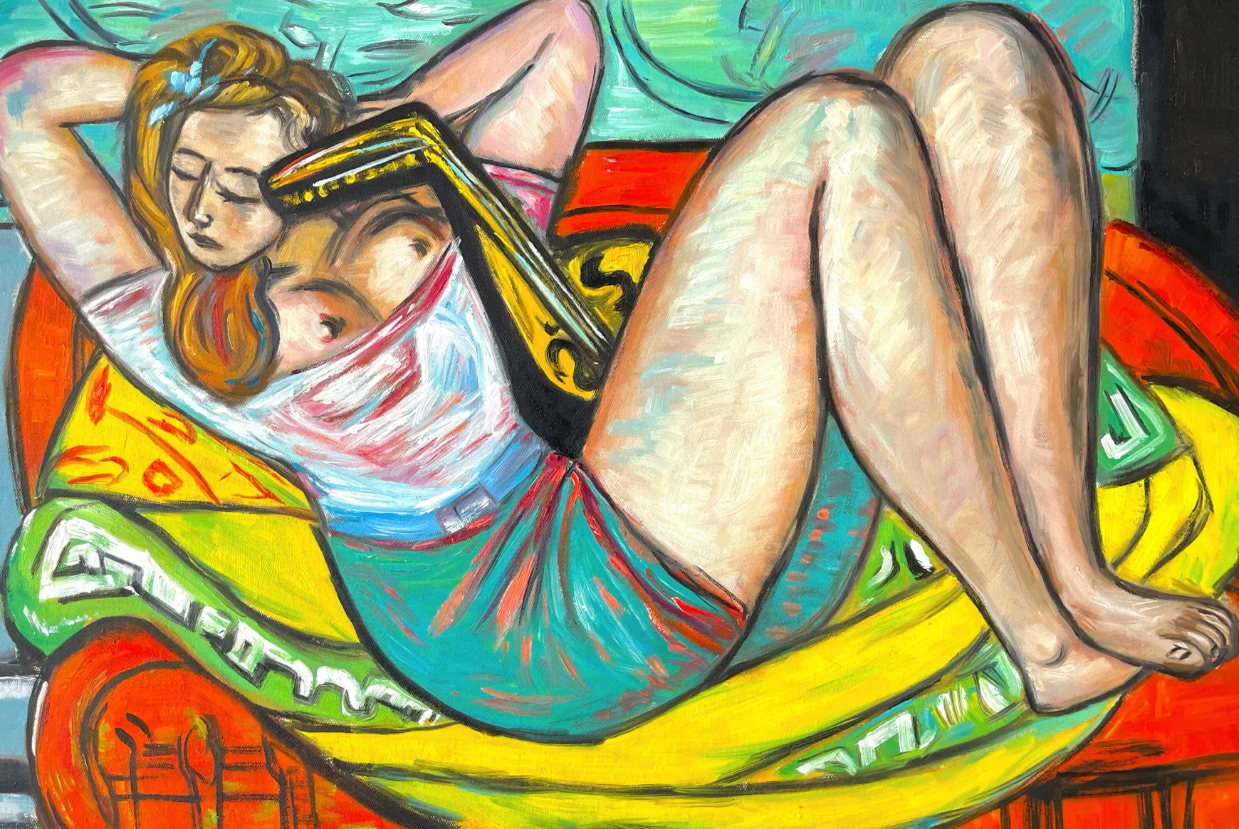 Galerie Mont Beckmann<Femme à la mandoline en jaune et rouge – Max Beckmann