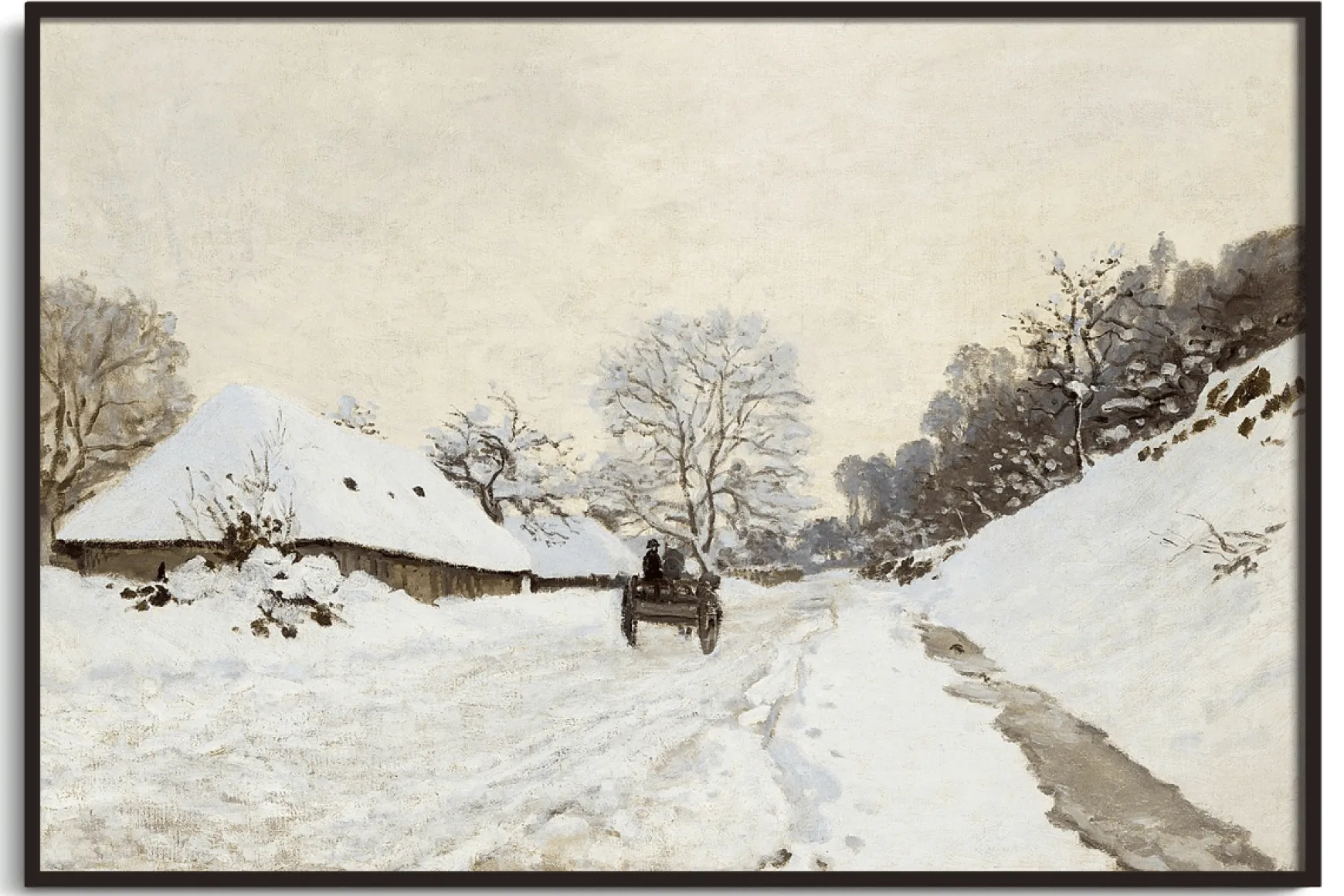 Galerie Mont Monet<La Charrette. Route sous la neige à Honfleur - Claude Monet