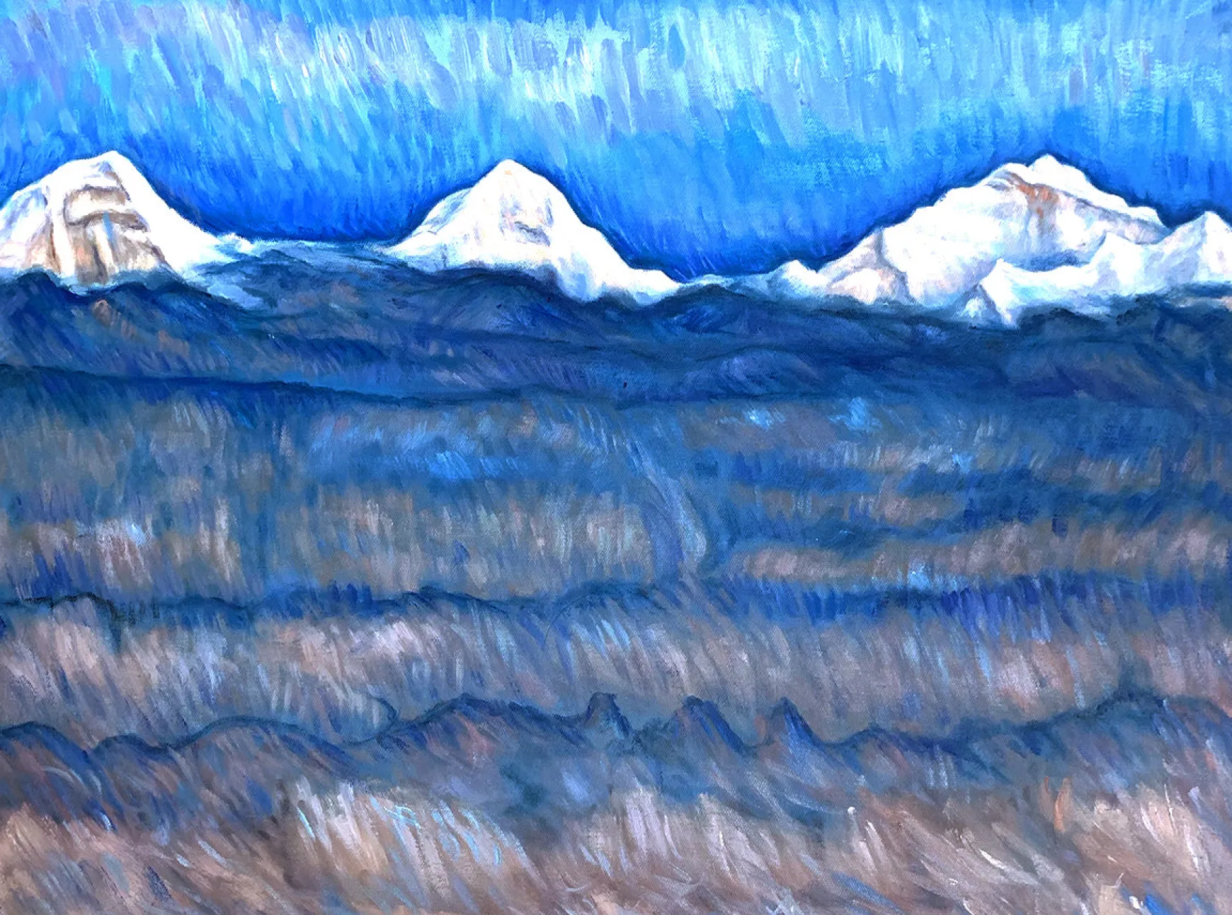Galerie Mont Hodler<L'Eiger, le Mönch et la Jungfrau au-dessus de la mer de brouillard - Ferdinand Hodler