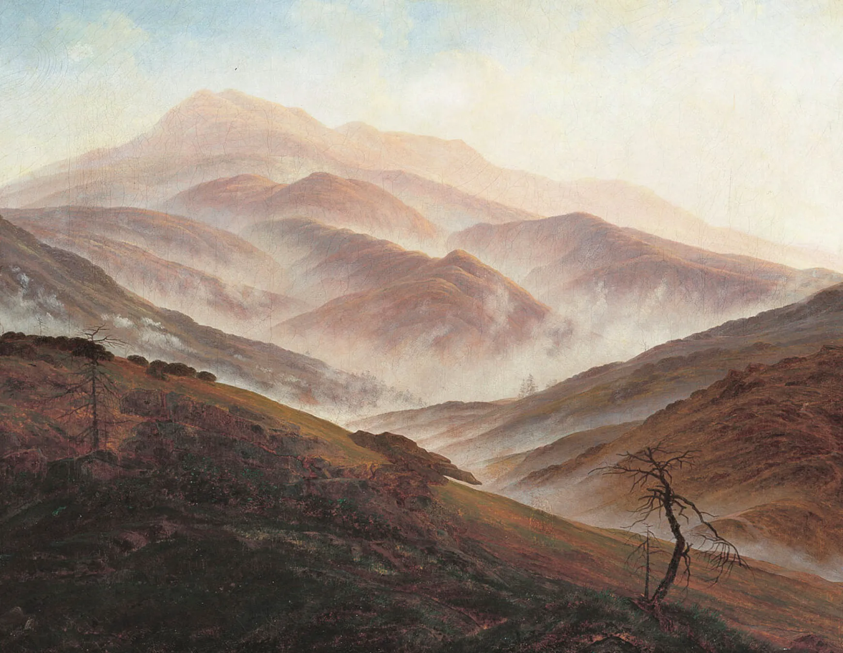 Galerie Mont Friedrich<Paysage de montagnes géantes avec brouillard levant - Caspar David Friedrich