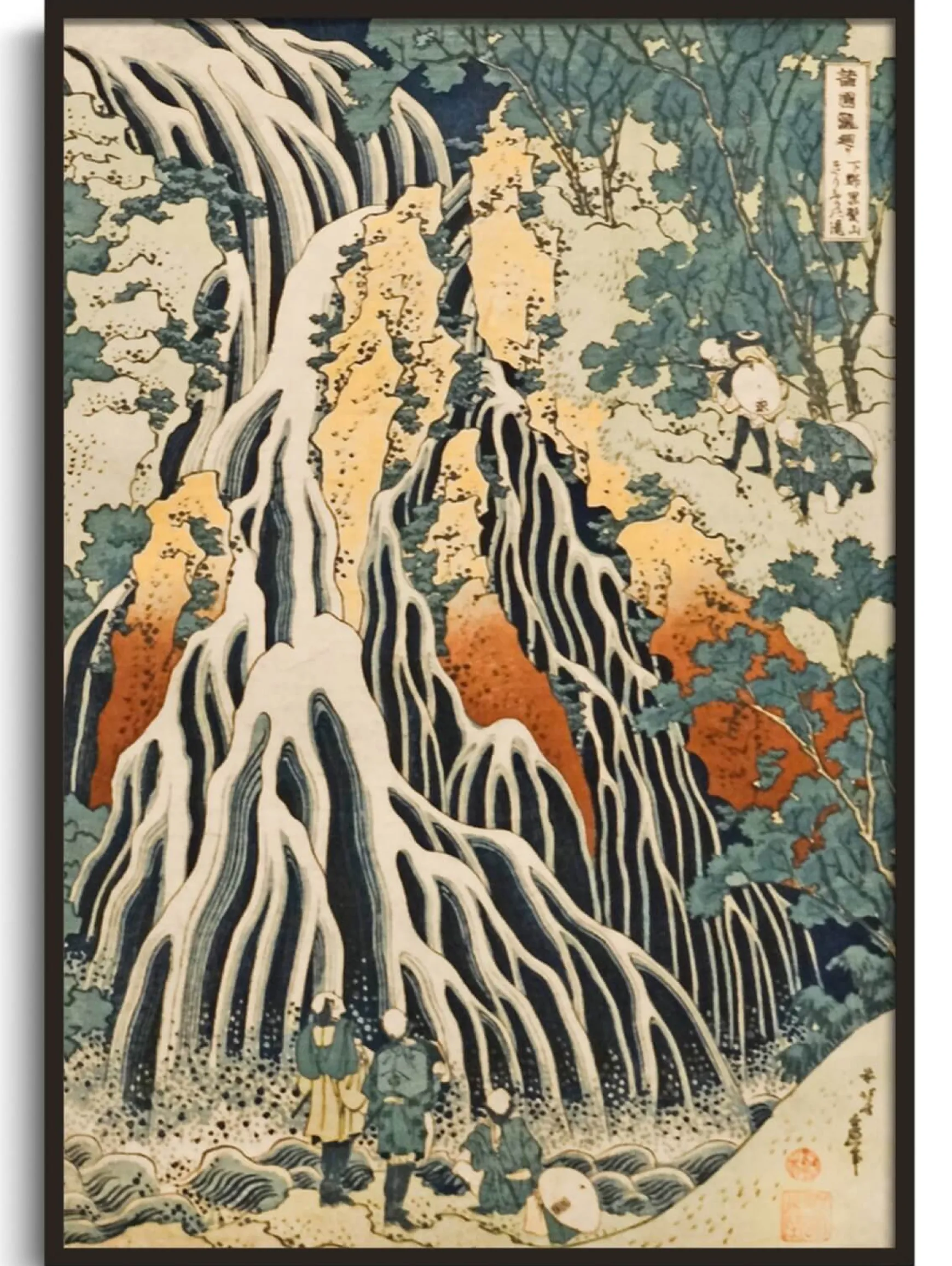 Galerie Mont Hokusai<Pèlerins à la cascade de Kirifuri sur le mont Kurokami dans la province de Shimotsuke - Hokusai