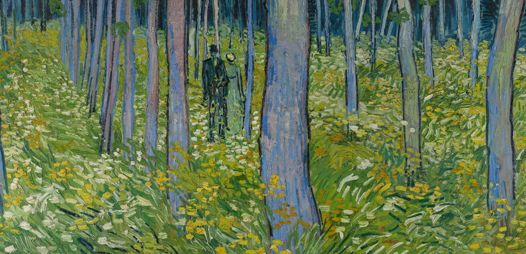 Galerie Mont Van Gogh<Sous-bois avec deux personnages - Vincent Van Gogh