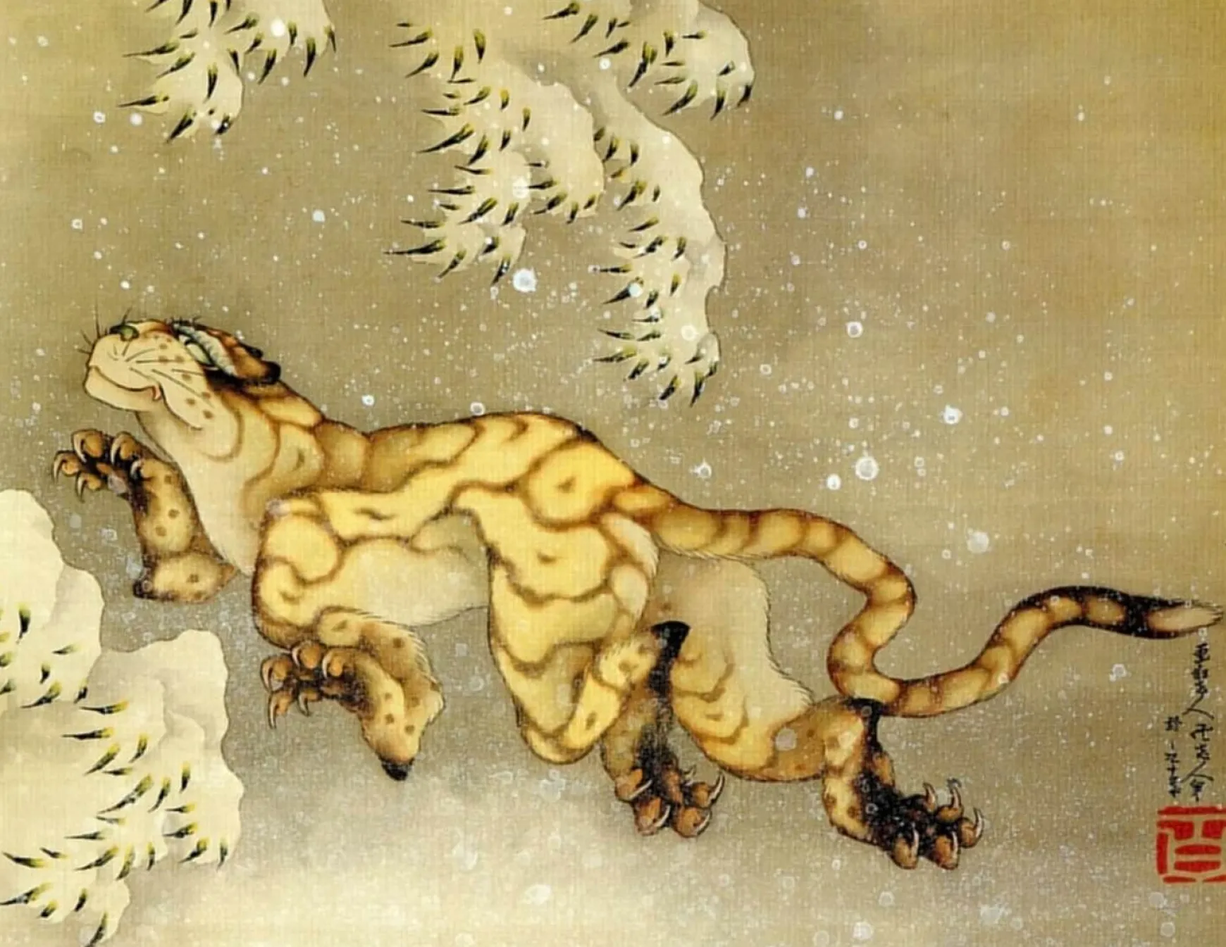 Galerie Mont Hokusai<Tigre dans la neige - Hokusai