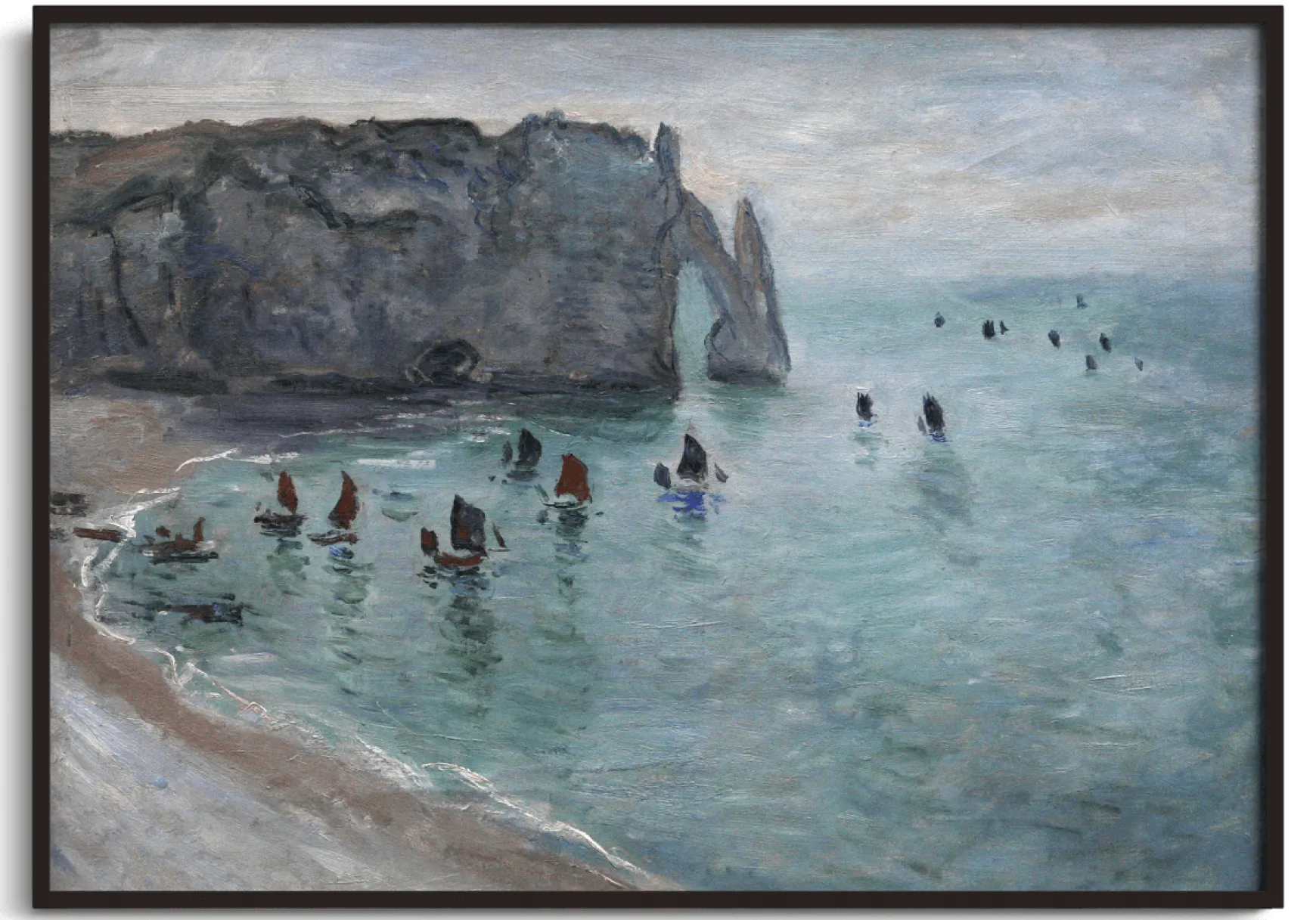 Galerie Mont Monet<Étretat, la porte d'Aval: bateaux de pêche sortant du port - Claude Monet