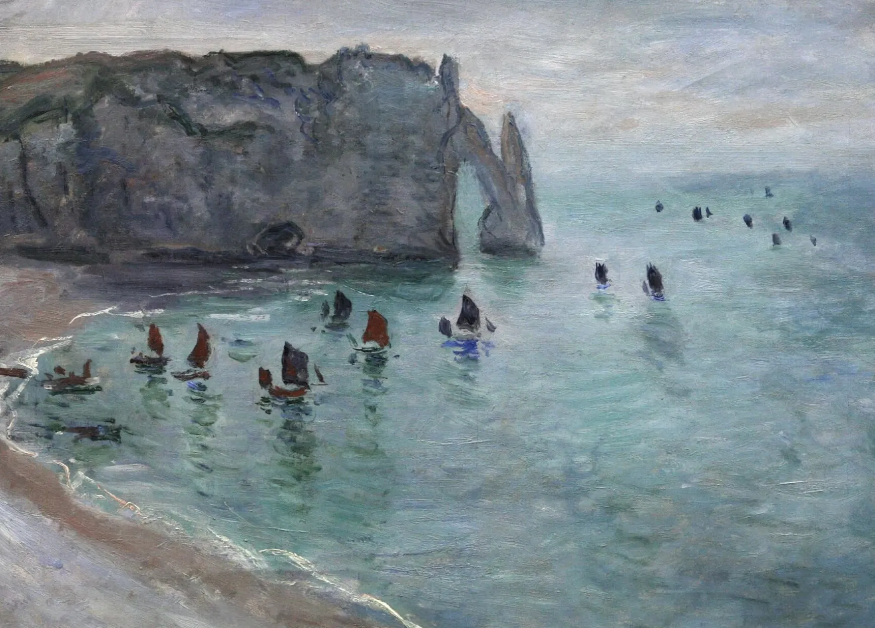 Galerie Mont Monet<Étretat, la porte d'Aval: bateaux de pêche sortant du port - Claude Monet
