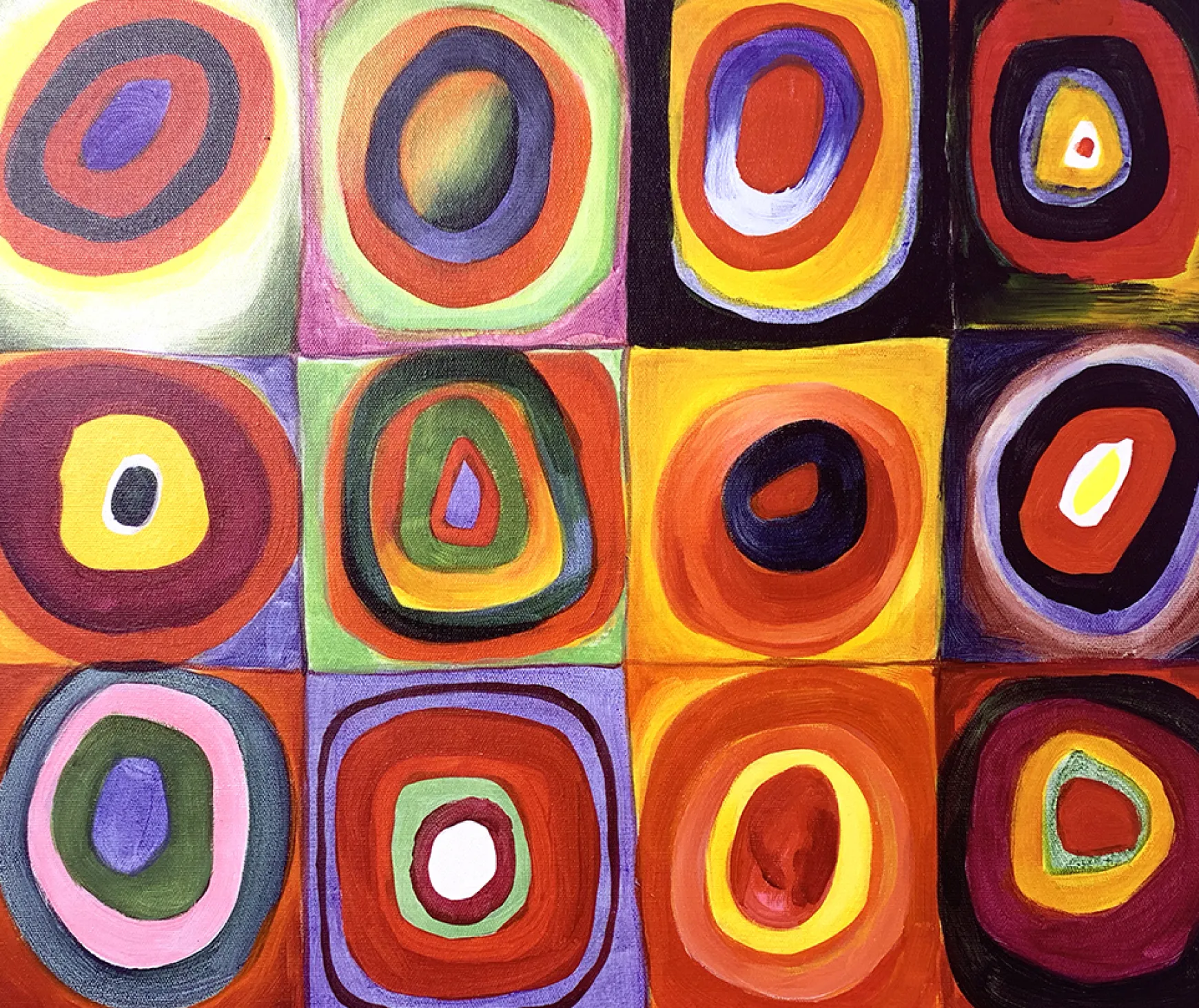 Galerie Mont Kandinsky<Étude de couleurs, carrés avec cercles concentriques - Vassily Kandinsky